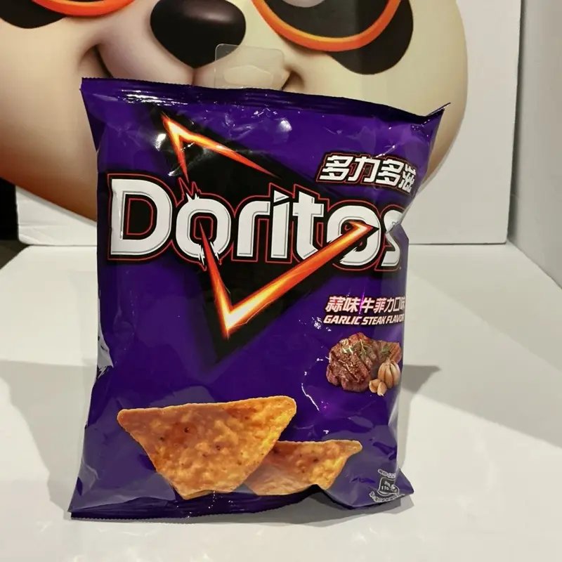 Doritos Garlic Steak Flavor Crispy Crunch Snacks, Crisps & Puffed Snacks for Food & Beverages Enthusiasts, Crunch Crisps & Puffed Snacks