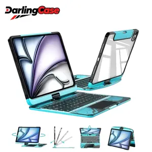DarlingCase iPad Keyboard Case for A16 10th Gen Air 11 13 Inch 2026 2025 2024 Pro 11 12.9 RGB Backlit Rotating Multi Functional with Pencil Holder Innovative Design for Enhanced Typing Experience