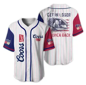 Banq.uet Rodeo Jersey Donald Trump Get in Loser, Hot Baseball Beer Jersey, Party Beer Outfit, Summer Clothing