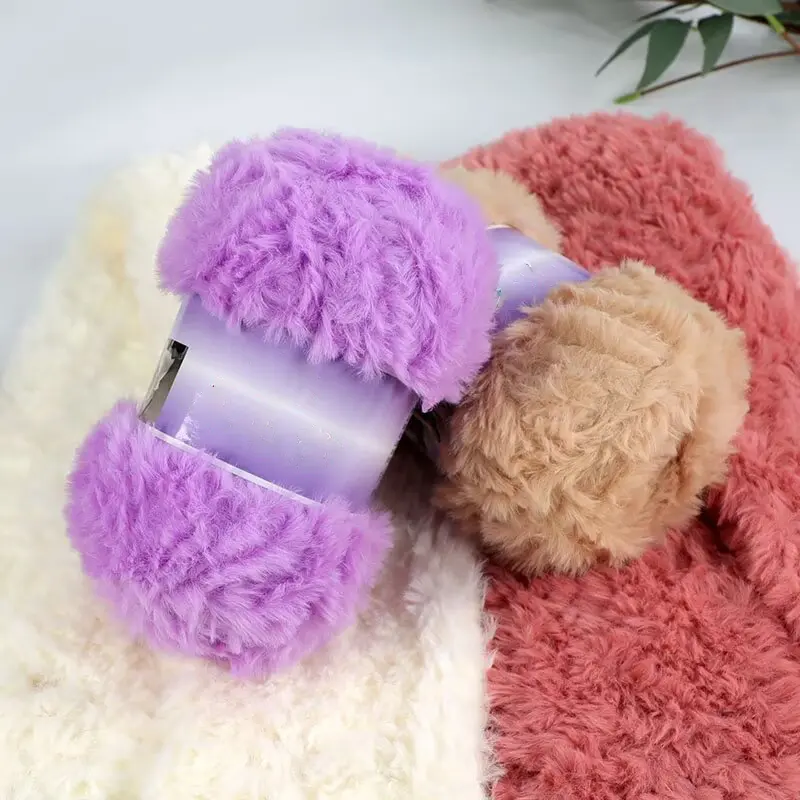 Fluffy Faux Fur Yarn, Long Hair Woolen Hand Knitting Thread, Warm Sweater Scarf Hat Carpet Shawl Making Material