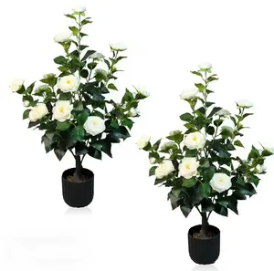 1pcs simulated artificial camellia, can be planted, can be potted, 188 leaves, suitable for indoor, outdoor and courtyard decoration