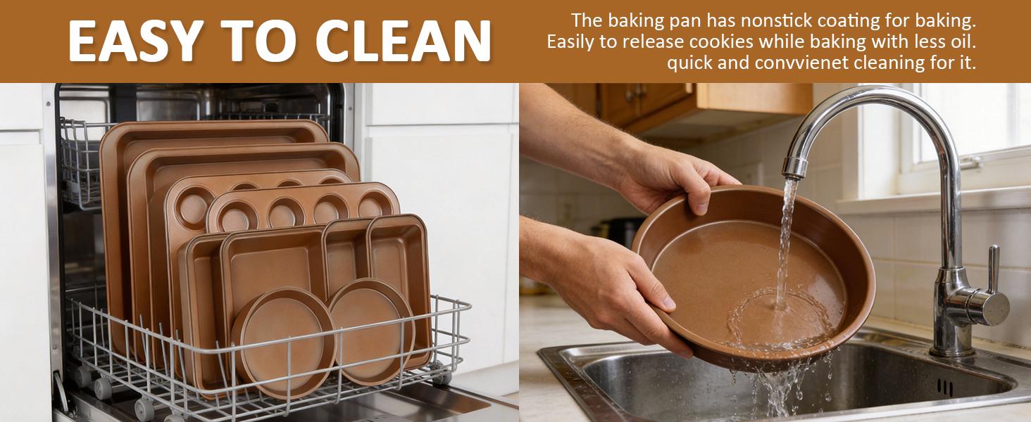 10-Piece Nonstick Bakeware Set, Carbon Steel, Oven Safe Baking Pans, Cookie Sheets, Baking Trays, Bakeware for Bakers, Kitchen Cooking Utensils