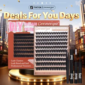 Geeneiya Fish Tail Volume Lash CLusters Kit Full 10-20MM DIY Lash Extension Kit D Curl Eyelash Extensions with Lash Bond and Seall and Tweezer DealsForYouDays