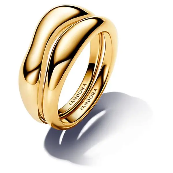 Pandora Organically Shaped Stacking Rings 14k gold plating 163264C00-56