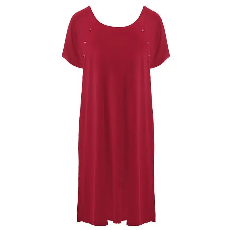 Women's Solid Bamboo Labor and Delivery Hospital Gown - Crimson