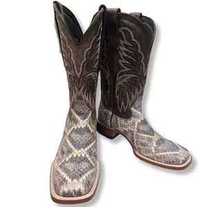 IMITATION RATTLESNAKE LEATHER BOOT - Western Style Boot with Unique Imitation Rattlesnake Pattern and Design
