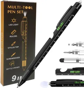 9 in 1 Multitool Pen, a Gift for Men - a Writing Pen, Ruler, Level, Bottle Opener, Screwdriver, Ballpoint Pen, Building Blocks, And Pen, Suitable for New Year, Christmas, Or Valentine'S Day Gifts for Him, Boyfriend, And Grandpa
