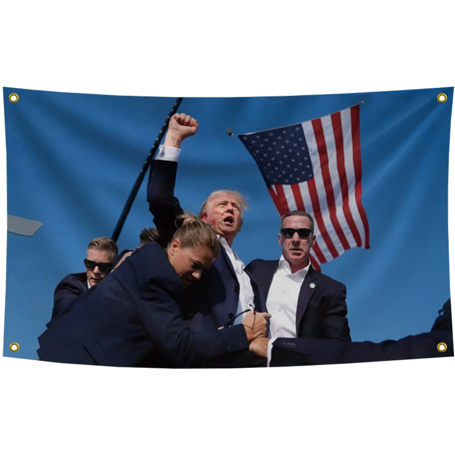 The Trump Flag Pumps Fists In The Air  Tapestry Decor