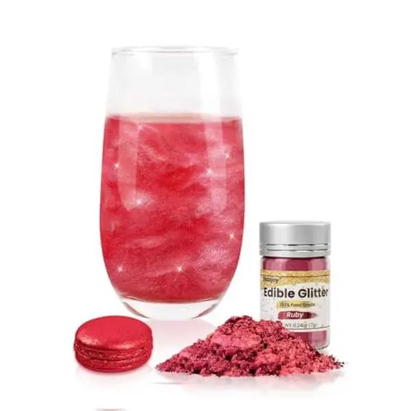 Patriotic Red Shimmer Edible Glitter for Drinks, Cocktails, 7g, Food Grade, Edible Glitter for Cocktails, Drink Glitter, Cupcake, Cake, Cookies, Christmas Supplies