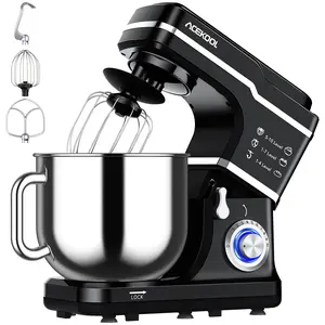 【GARVEE】7.5 Qt Tilt-Head Stand Mixer with 10 Speeds, 3-In-1 Kitchen Electric Mixer Featuring Stainless Steel Bowl, Whisk, Dough Hook, and Flat Beater for Household Countertop Use in Black