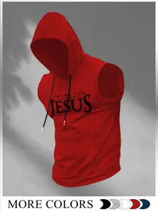 Men's 'thank You Jesus' Hoodie, Casual Plaid Fitted Design, Summer Streetwear Style, Multiple Colors Available, Perfect for Fitness Training