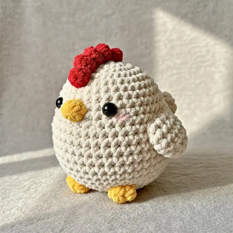 Chubby Hen Crochet, Easter Crochet, Amigurumi Chicken, Cute DIY Fat Bird