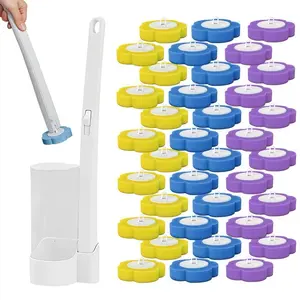 Disposable Toilet Brush Set with Detachable Head, Portable Durable Plastic Design for Bathroom & Toilet Cleaning System, Hygienic One-Time Use