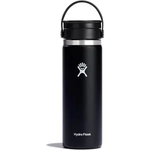 Hydro Flask Wide Mouth with Flex Sip Lid Insulated Water Bottle Travel Mug - 20 oz- Black W20BCX001