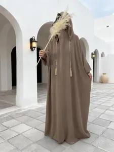 Traditional Arabic Fashion Hooded Long Dress Robe Prayer Clothing Casual Daily Gathering Classic Solid Hooded Abaya for Women