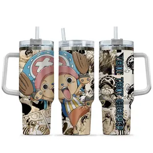 Tony Tony Chopper 40oz Tumbler with Handle and Straw, Stainless Steel Vacuum Insulated Cup, OP Chopper Design, Anime Merch, Anime Tumbler