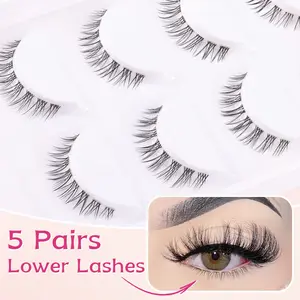 MKHLINA 5 pairs Full Strip Soft Lower False Eyelashes, Separated False Eyelashes, Bottom Lashes, Super Soft, Thin Stems, Vivid & Natural, Reusable, Comfortable And Lightweight, Manga Eyelashes, Natural Look Wispy Eyelash Extensions, Cosplay Anime