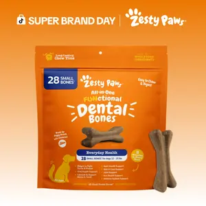Zesty Paws All-in-One Functional Dental Bone Chews for Small Sized Dogs, Small Easy Chew Dog Treats, Joint & Immune Health Support