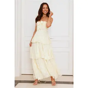 Tranquil Twilight Strapless Maxi Dress Yellow