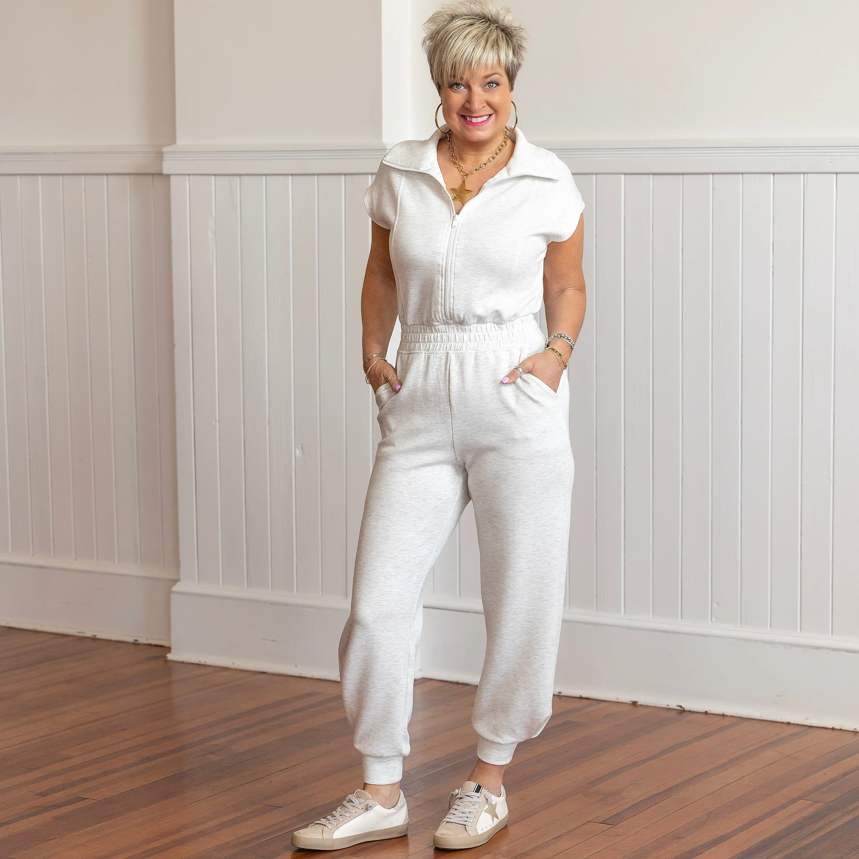 Scuba Luxe Jogger Jumpsuit - Heather Grey