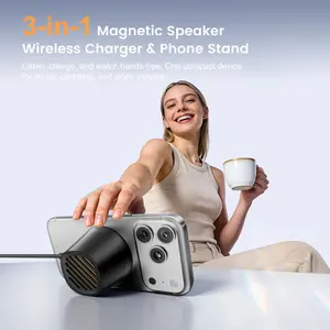 Magnetic Bluetooth Speaker, Portable Mini Speaker with Wireless Charger & Phone Stand, Bluetooth Speakers for Kitche, Refrigerator, Anything Magnet, Gifts