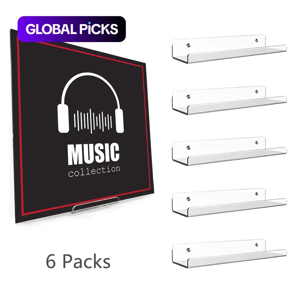 Clear Acrylic Wall-Mounted Vinyl Record Display Shelf, Album Holder Rack, Home Decor Accessory, Room Decor #GLOBAL PICKS