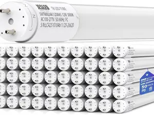 ETL 50 Pack T8 LED Bulbs 4 Foot, 12W 2200 LM, Type B Ballast Bypass, 5000K Daylight, Single or Double End Power, 48 Inch Fluorescent Tube Replacement, ETL Certified Shop Lights High Output