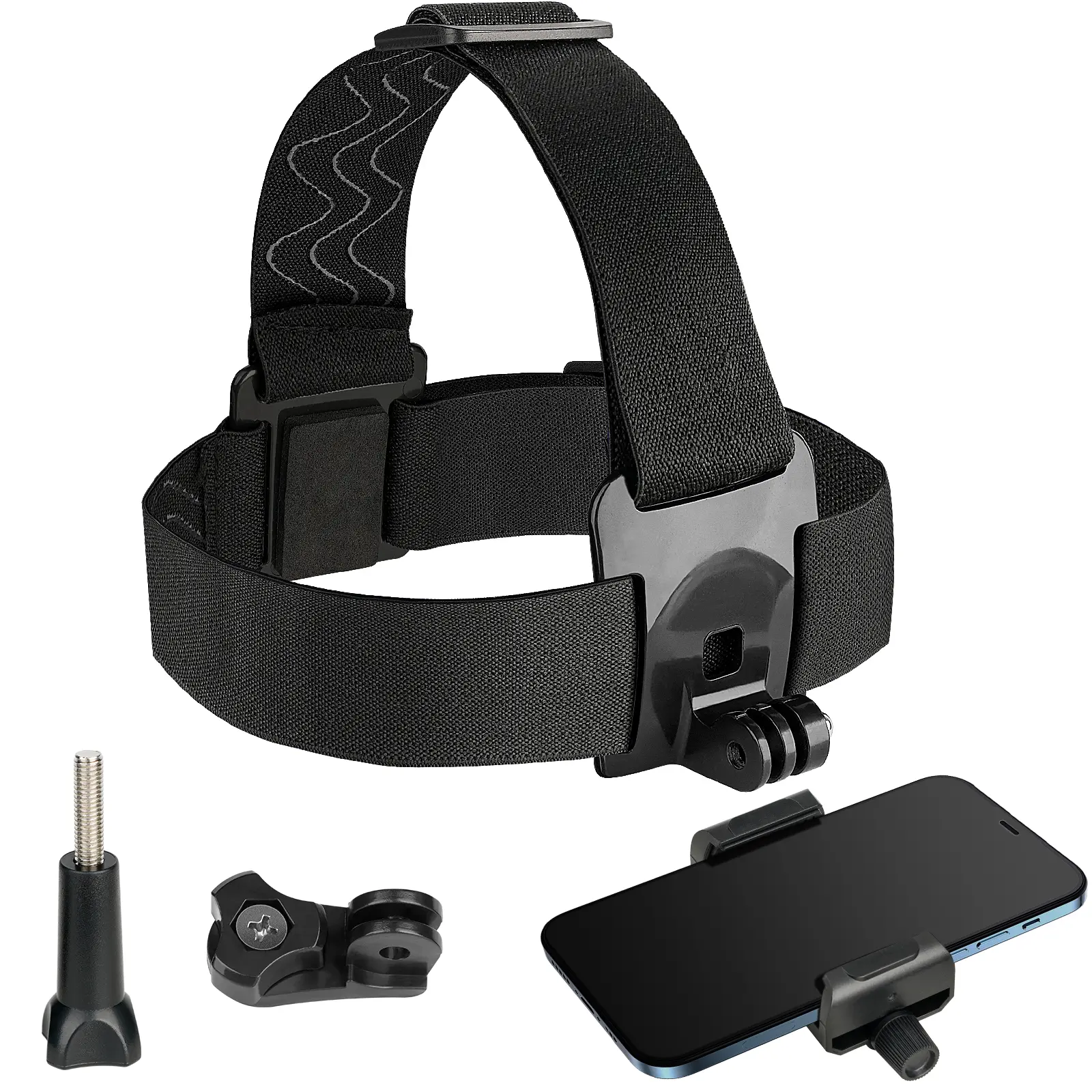 CAMOLA Phone Head Mount Head Mount Phone Holder Outdoor Live Shooting Bracket Head Mount for Smartphone Cellphone Mobile iPhone/Samsung/Sony Action Camera Accessories Selfie Adjustable