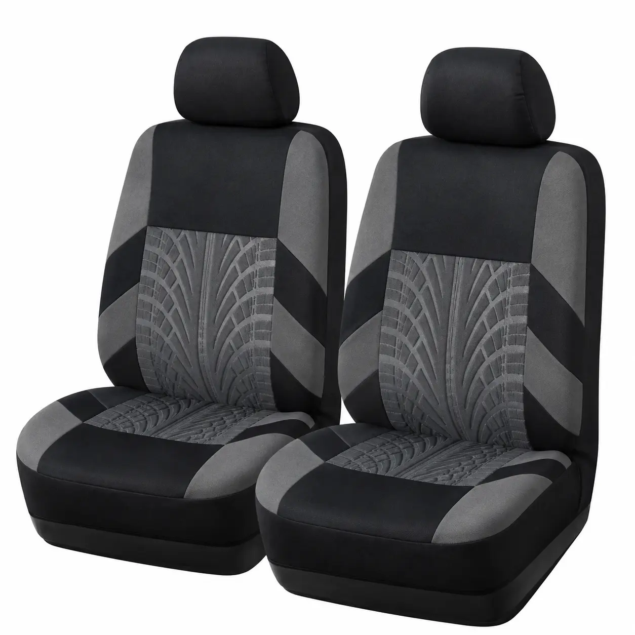 Front Car Seat Covers, 3D Tire Tread Embossed Design, Breathable Black Seat Protectors, Airbag Compatible, Universal Fit for Cars, SUVs, Trucks and Vans, 2-Pack