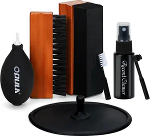 OPULA 7-in-1 Vinyl Record Cleaning Kit Complete - Vinyl Record Cleaner Solution - Velvet Brush - Microfiber Brush - Stylus Brush - Label Protector - Air Blower - Brush for Velvet, Restore LPs Album