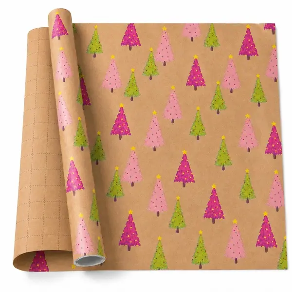 Christmas Tree Gift Wrapping Paper Roll, for Home, Party, Holiday and Seasonal Display