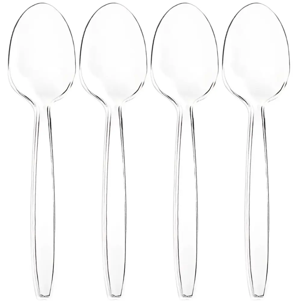 Premium Disposable Clear Plastic Soup Spoons (50 Count) | Transparent, Durable, and Convenient for Parties, Events, and Everyday Use