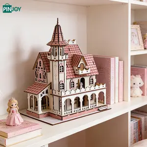 Wooden Villa House DIY Kit, Bookshelf Decor 3D Puzzle, Handmade Miniature Model, Fun Educational Craft Project for Adults and Teens