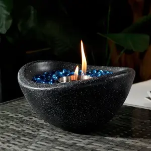 Portable Smokeless Concrete Tabletop Fire Pit - Indoor/Outdoor Ethanol Fireplace, Personal Smudge Pot Heater, Decorative Fire Bowl, Decor