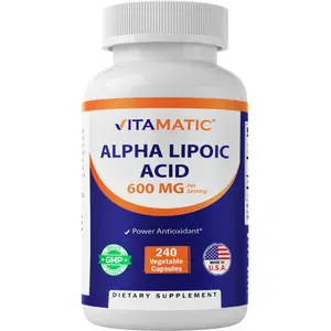 Vitamatic Alpha Lipoic Acid (ALA) 600mg Per Serving - 240 Vegetable Capsules - 120 Servings - Non-GMO & Gluten Free