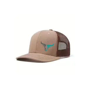 Neutral Horn Printed Baseball Cap, Adjustable Mesh Design Trucker Snapback Hat, Adjustable Stylish Sports Outdoor Hats, Casual Fitted Style, Perfect for Outdoor Activities & Daily Wear, Adjustable Caps, Adjustable Sunscreen Hat