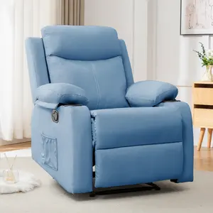 Korser Manual Recliner Chair: Compact Upholstered Fabric Design with Side Pockets for Small Spaces & Living Rooms