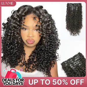 LUVME Clip-Ins 100% Virgin Human Hair Seamless & Invisible Edge Straight/Body Wave/Kinky Curly/Yaki Straight/Messy Curl/Burmese Curl #DealsForYouDays