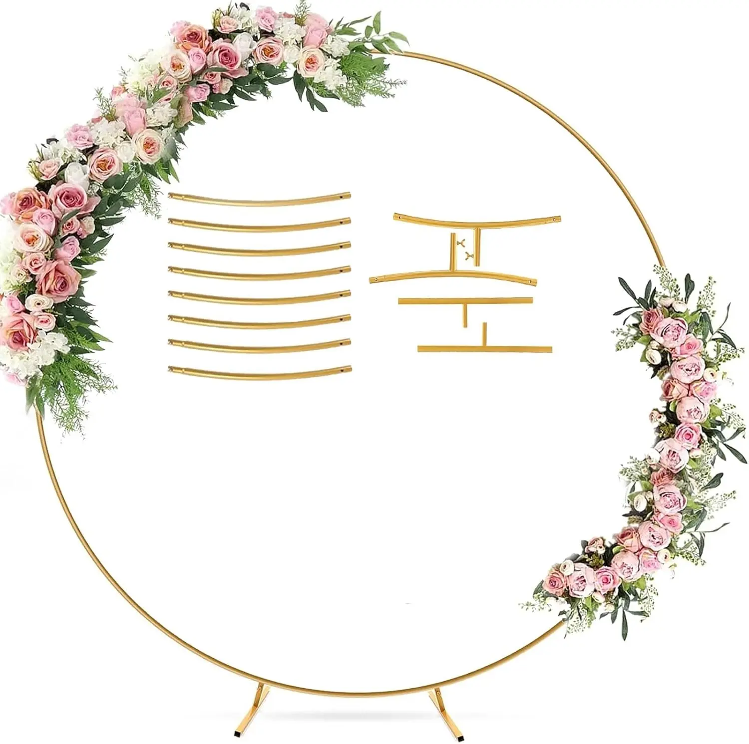 6.6FT Gold Metal Wedding Arch Party Balloon Backdrop Frame for Ceremony & Events