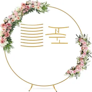 6.6FT Gold Metal Wedding Arch Party Balloon Backdrop Frame for Ceremony & Events