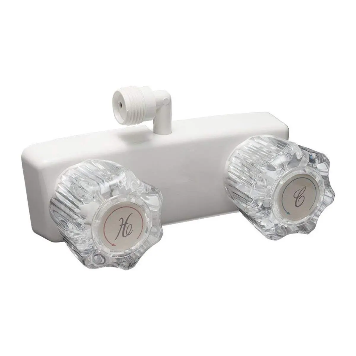 Dura Faucet DFTDF-SA100A1-WT White RV Exterior Shower Faucet - Classic Styling, Aerated Water Pressure, Crystal Acrylic Knob, Fully Functional Diverter, Water Control, Lightweight Synthetic Waterways, Plastic Construction, Quickly Adjust Temperature, Eleg