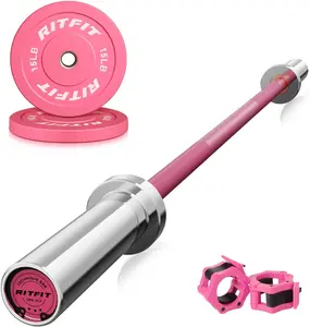 RITFIT 4ft Olympic Barbell for Squat, Deadlift, Curl, and Bench Press - 350lbs/500lbs Capacity fitness exercise olympic weight fit woman