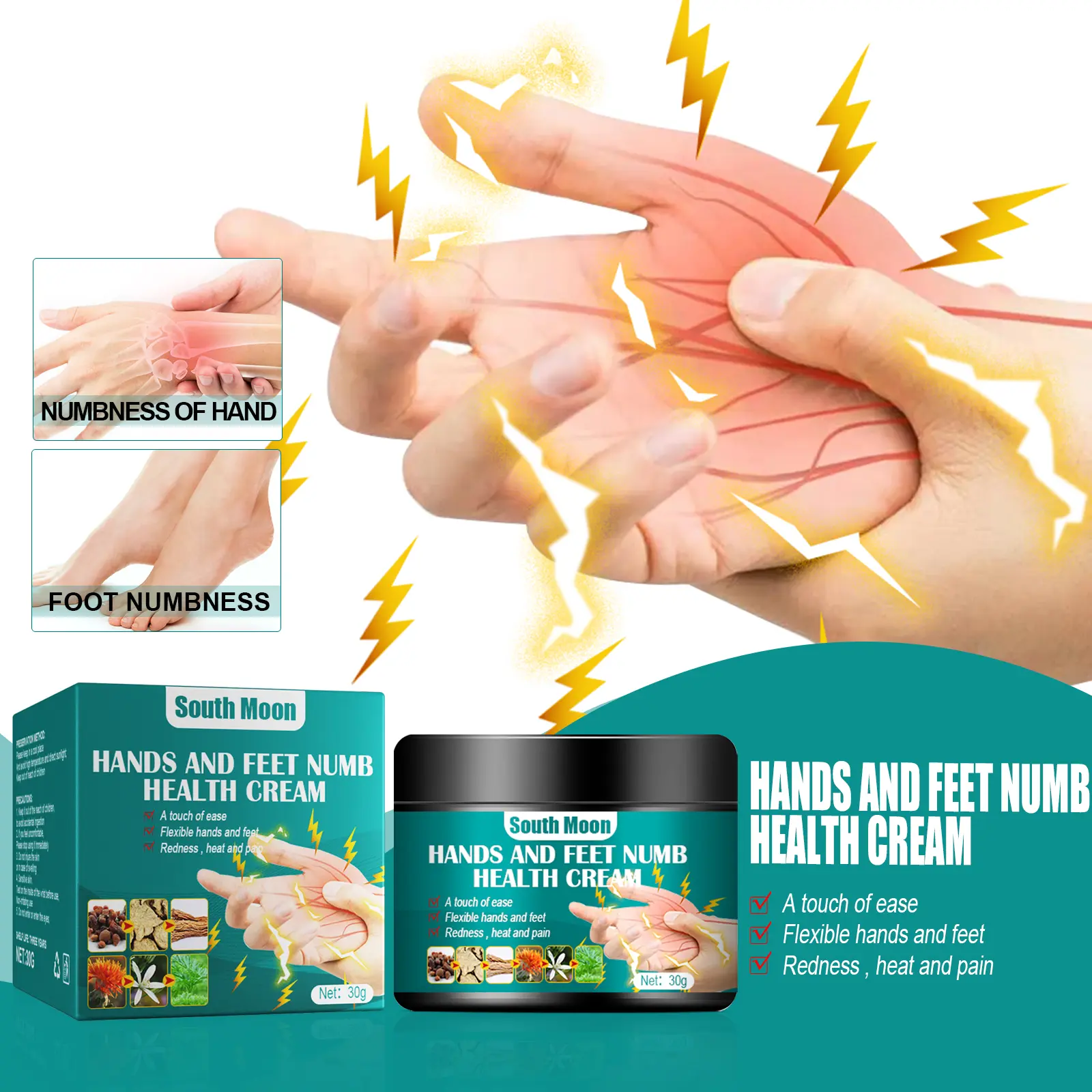South Moon Hand & Foot Care Cream – gentle relief for hand and foot pain, swelling, and discomfort; topical body care cream