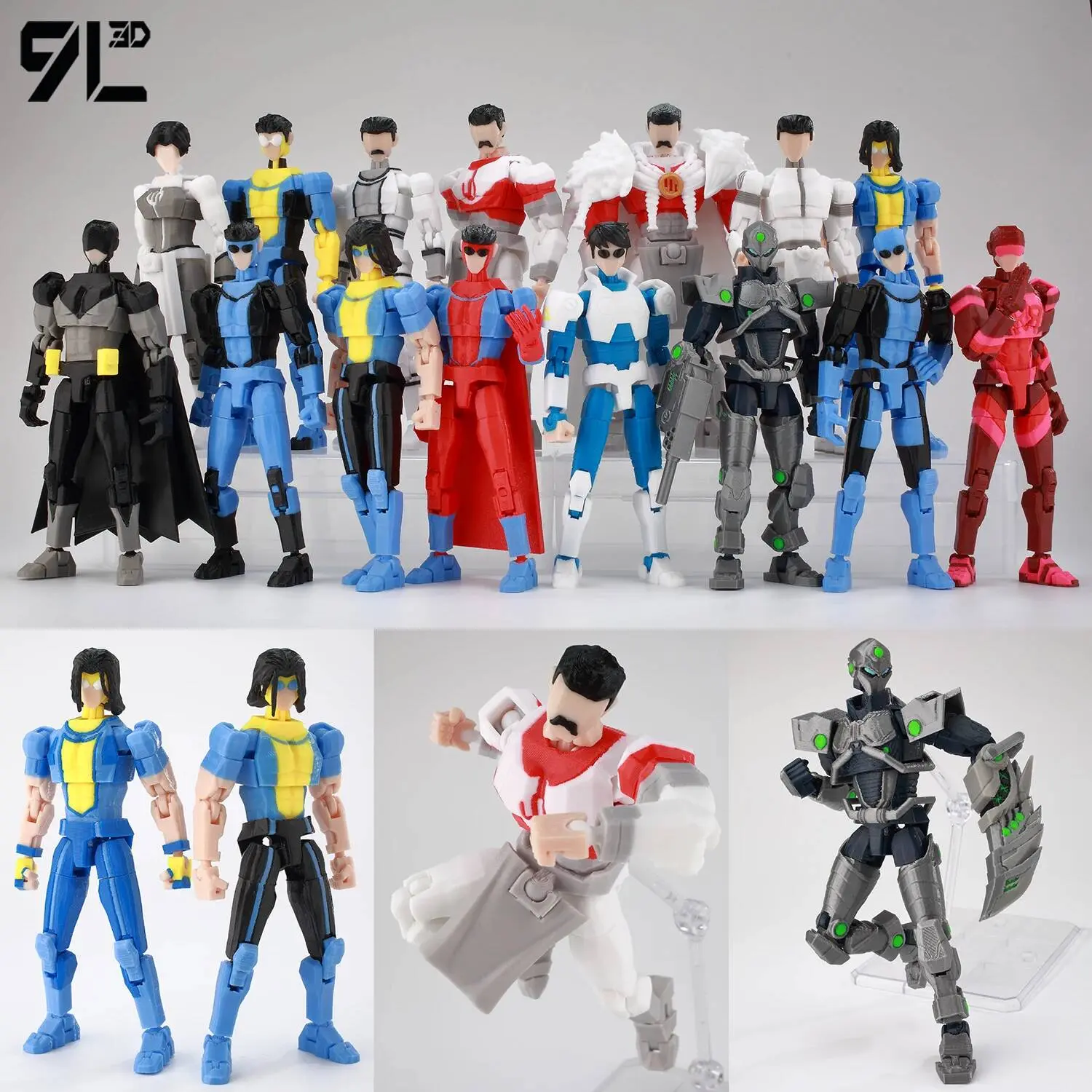 9L3D Printed Invincibles Tech Jacker Titan13 Lucky13 Action Figure, Multi-Jointed Motorcycle Collectible Model Toy T13, Boxed Model Figurine