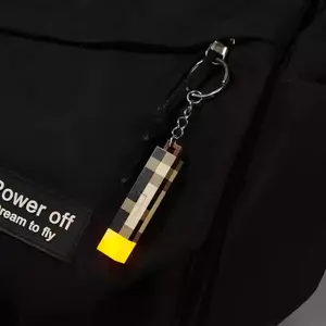 Pixel Art Torch Light Mini Torch Model - 7-color Glow Keychain Pendant Backpack Charm MC Game Merchandise Perfect Gift for Fans New Children's Toy