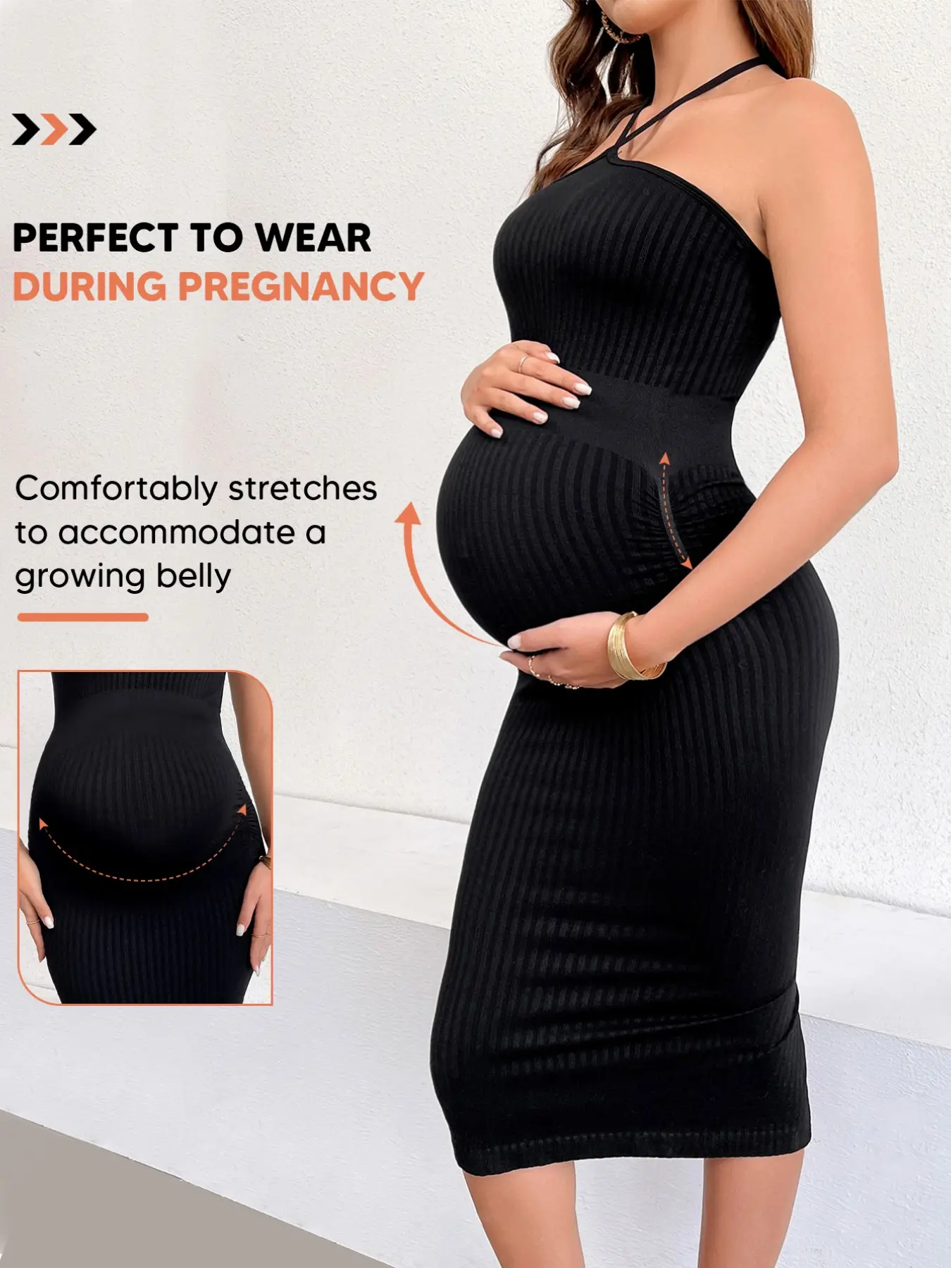 High Stretch Casual Fit Maternity Bodycon Dress, Slimming Ribbed Design, Expandable Waistband, Soft Comfort, Perfect for Daily Wear, Pregnant, Prenatal Maternity Clothing, Pregnancy Clothes, Maternity Dresses, Pregnancy Summer Outfits, Maternity Apparel