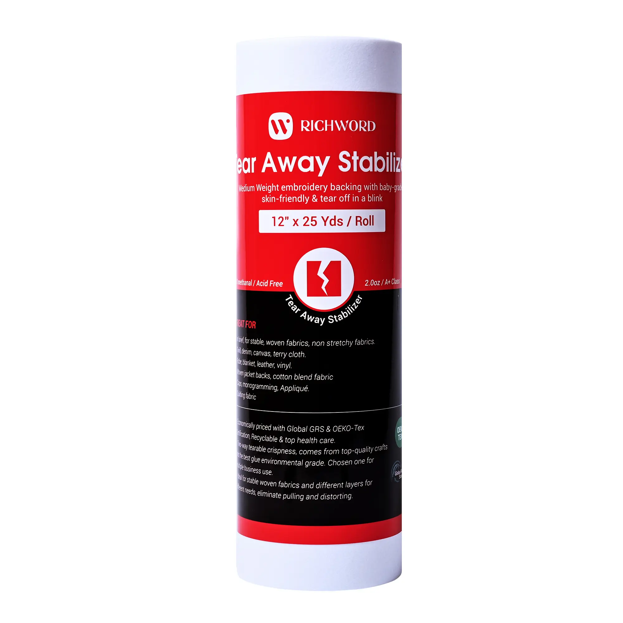 PooLin Richword Tear Away Embroidery Stabilizer Backing Roll 2.0oz for Machine Embroidery