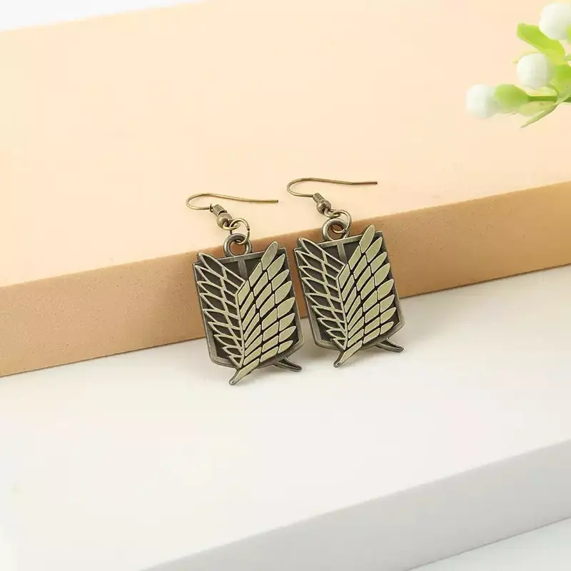 Anime Drop Earring Attack Wings Trainee Survey Corps Pendant Earring For Women Girl Cosplay Jewelry Gift