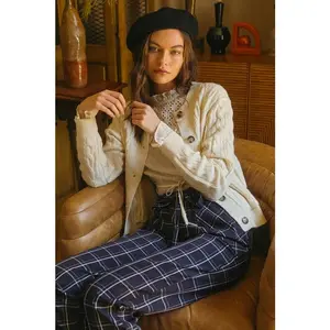 Listicle Cream Cable Knit Cardigan Sweater