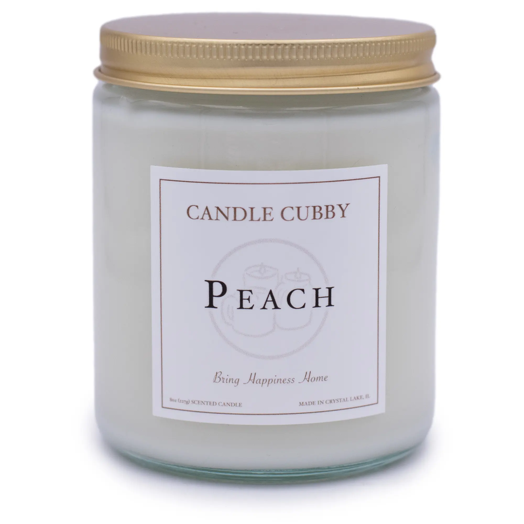 Peach | 8oz Jar Candle | Peach Scented | Candle Cubby